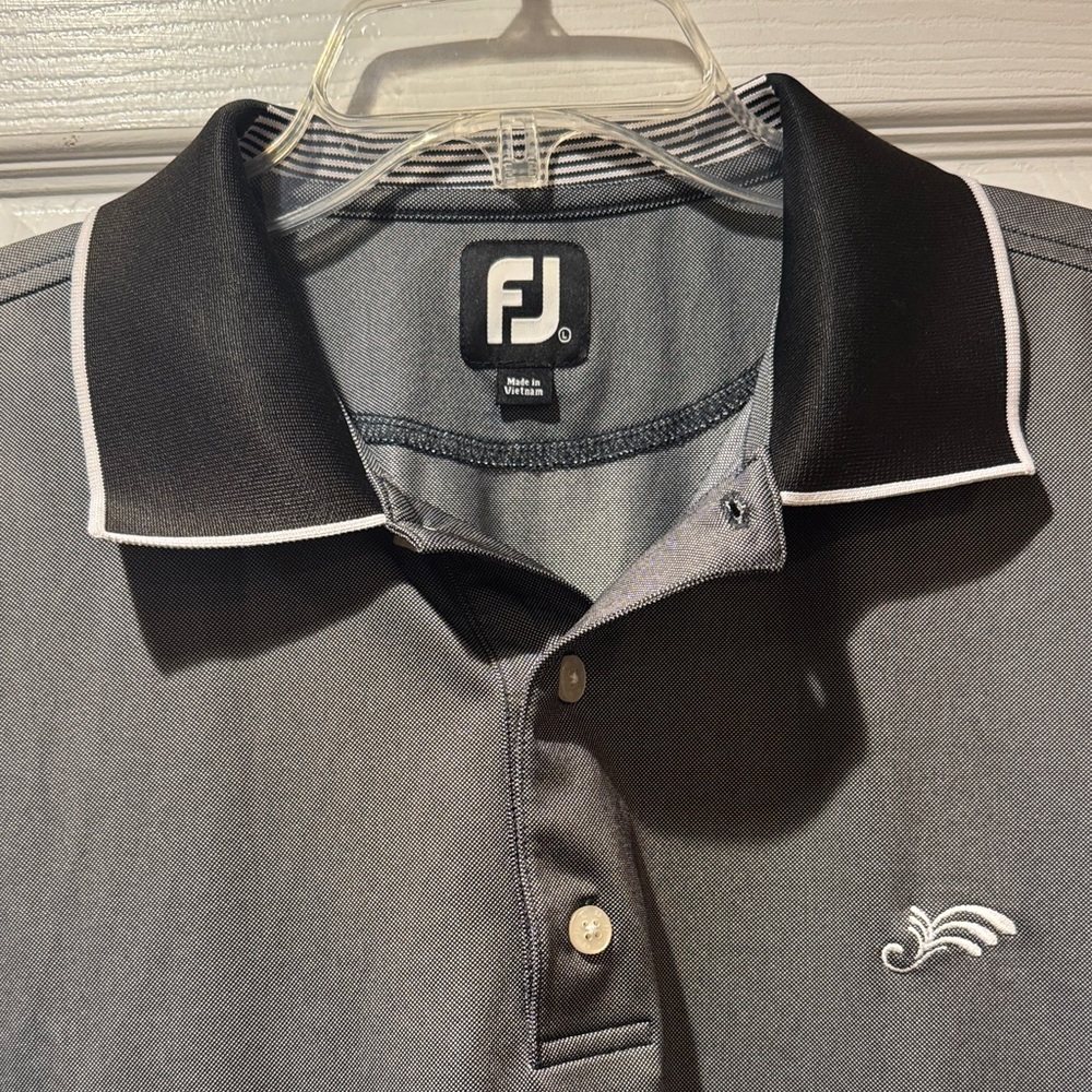 FootJoy Men’s Charcoal Gray Polo with Black Collar and White Piping